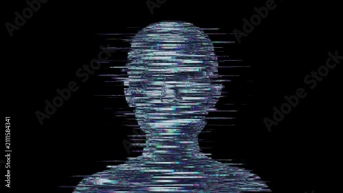 glitch mimicking human head