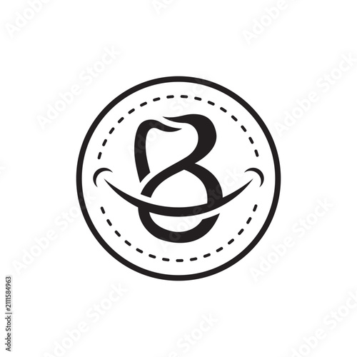 letter B tooth smile dental care logo circle