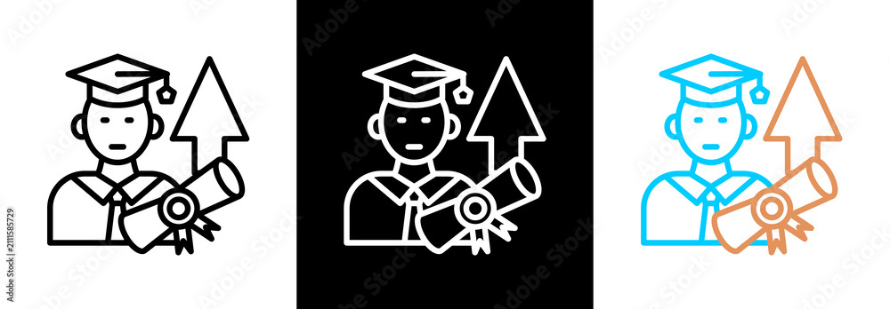 Fototapeta premium Postgraduate on white and black background