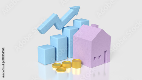 Real Estate Growth and Home Investment Success Concept 3d render.