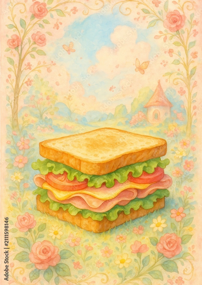 Obraz premium Whimsical sandwich fantasy garden.