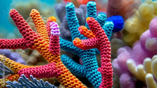 Vibrant Coral Reef: A close-up view of a breathtaking coral reef showcases a kaleidoscope of colors and textures, with delicate coral formations teeming with life beneath the ocean surface.