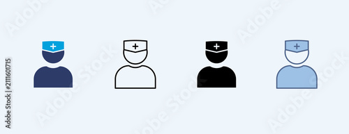 Nurse Multiple Icon Illustration Vector
