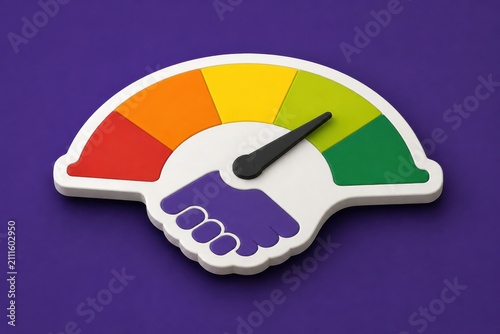 Handshake diversity gauge icon on purple background for partnership concept
