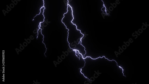 A dramatic display of powerful lightning bolts illuminating a dark sky with intricate patterns