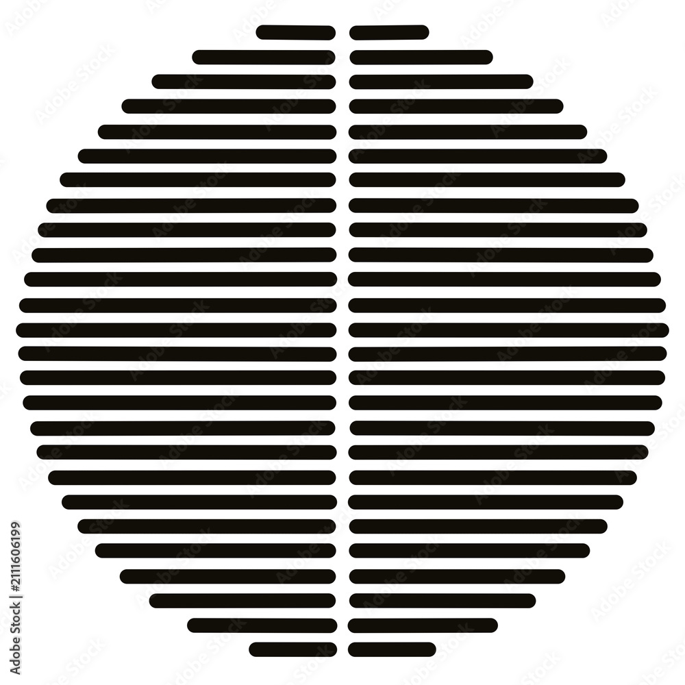 Naklejka premium Black Split Circle Horizontal Lines Pattern Geometric Isolated on Transparent Background 