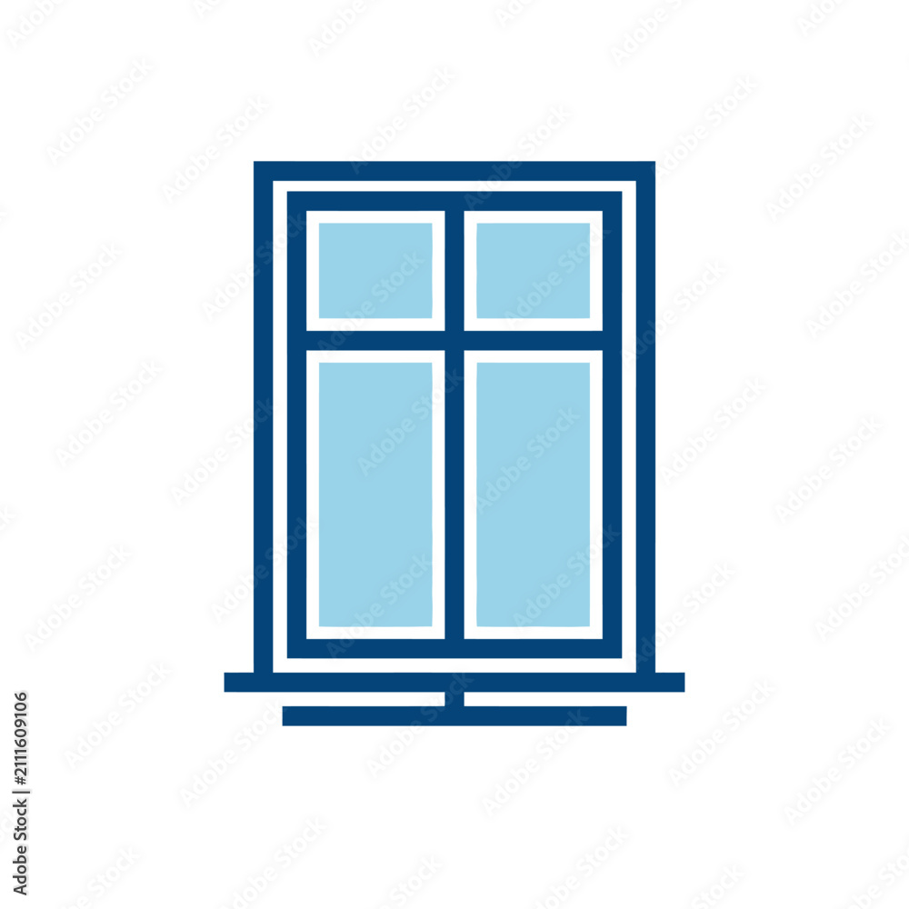 Obraz premium A simple flat vector illustration of a rectangular house window frame