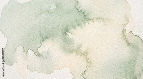 Konstfotografi Soft green watercolor background texture with delicate artistic washes on textur