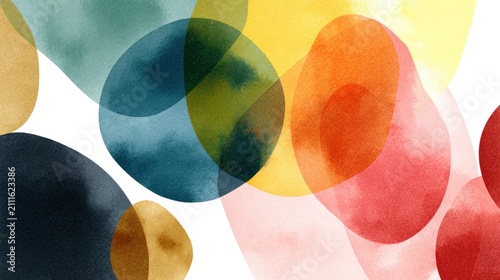 Abstract watercolor shapes in vibrant colors