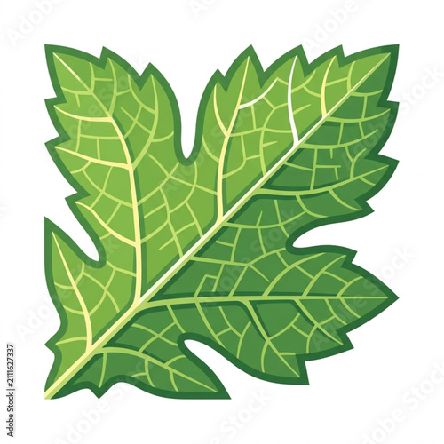 Quadro em tela Vibrant Green Maple Leaf with Detailed Veins.