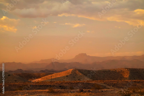 Fotografie Desert Landscape and Sunset