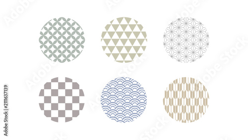 Six Traditional Japanese Geometric Patterns｜七宝・鱗・麻の葉など6種類の和柄文様セット
