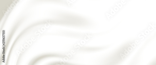 Texture of white yogurt, milk or cream surface. Abstract background with soft silk fabric, liquid yoghurt, dairy product or cosmetic creme, vector realistic illustration. 3D Illustration.vector eps 10