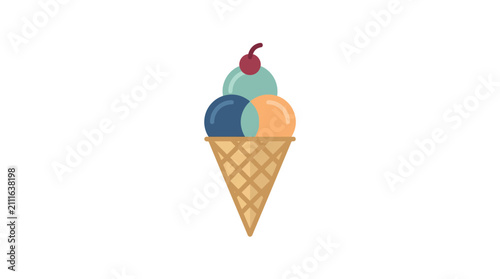 Colorful Ice Cream Cone Dessert Treat.