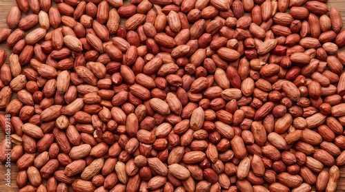 Raw Peanuts in Shell - Close-up Overhead View of Healthy Snack Food