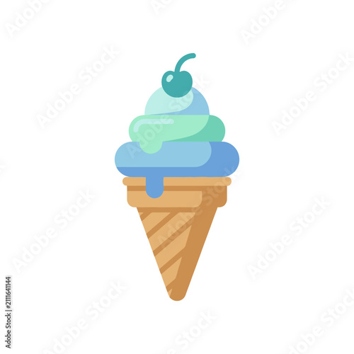 Colorful Ice Cream Cone Dessert Treat.