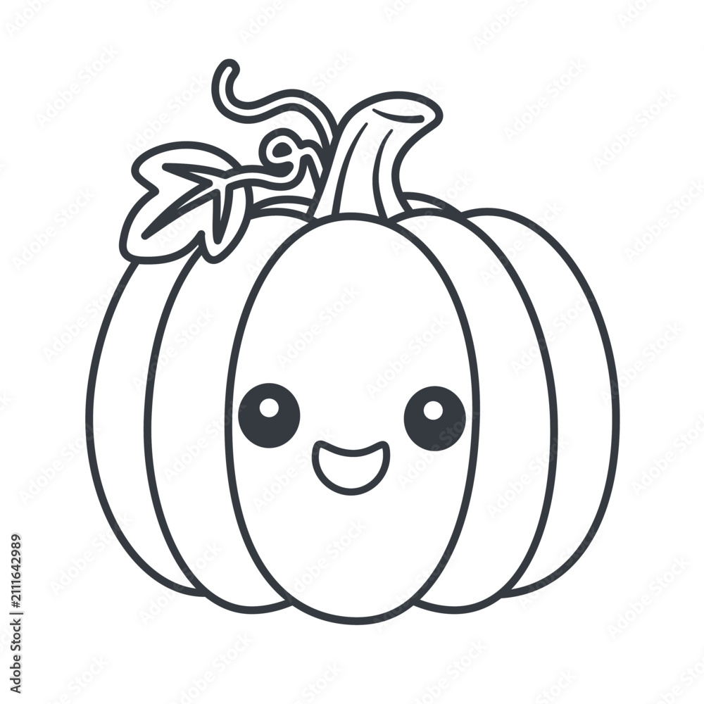 Obraz premium Cute Halloween Pumpkin Outline Icon