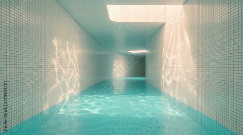 endless subterranean corridor filled with turquoise water