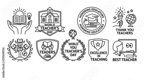 Set of World Teachers Day Icons and Badges