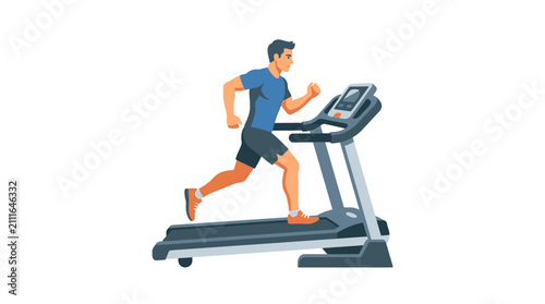 Man running on treadmill, fitness and cardio workout