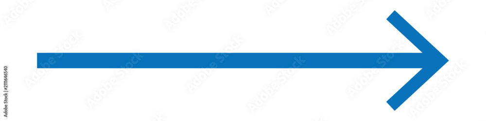 Obraz premium Long and bold blue arrow pointing right vector .Vector illustration. Blue arrow right .Illustration on white background