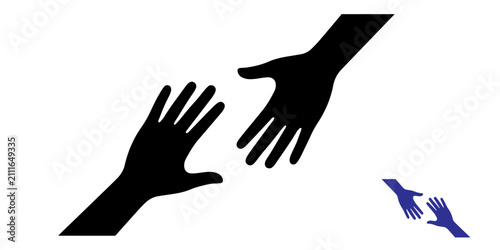 Foto Silhouette of two hands reaching towards each other representing help support co
