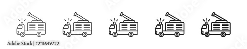 Photos Fire Engine vector icon in minimalist line style