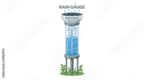 Photography Vector illustration of a rain gauge for measuring precipitation levels in meteor
