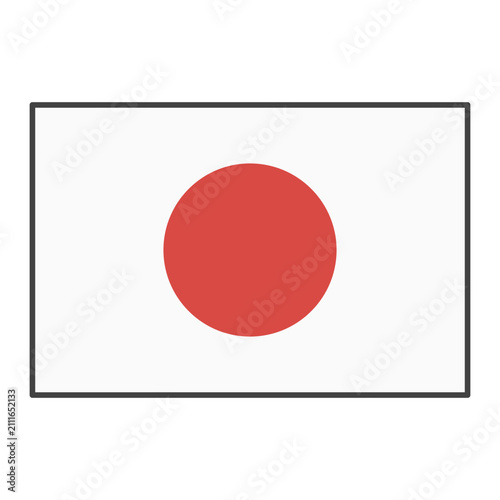 主線あり・日本国旗のイラスト。シンプルで優しい色合い・日の丸