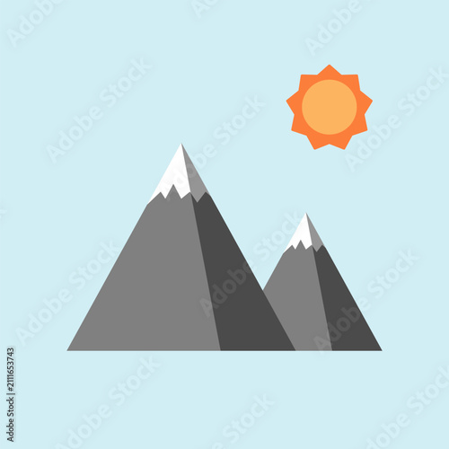 Vector illustration of mountain and sunset.
