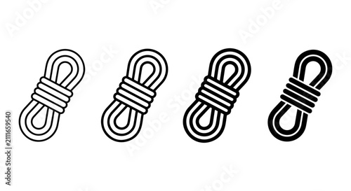 Foto Rope Icons, Climbing Cord Vector Graphics, Outdoor Adventure Equipment Symbols,