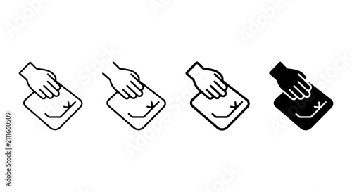 Принти на полотні Hand Wiping Surface Icon Set, Cleaning Cloth Vector Graphics, Hygiene and Mainte