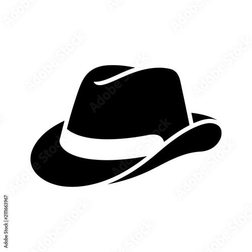 Canvas Print Classic fedora hat wide brim crease black silhouette icon