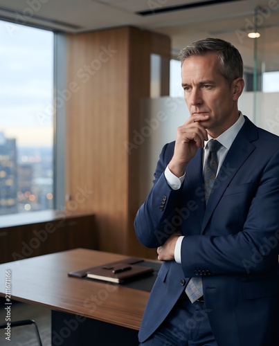 CalmDecisionMaker-NavyCharcoalGlass-CommercialStock-ExecutiveLeadership-CleanBackground