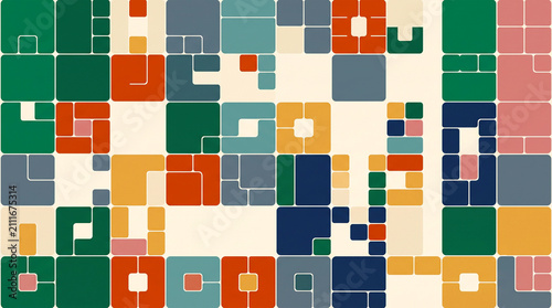 Modern Rounded Square Tile Matrix Vector Background
