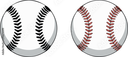 Принти на полотні Two Baseballs with Black and Red Stitching on Beige Background