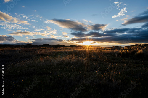 Golden Sunset in the Cotopaxi Highlands with Radiant Sun