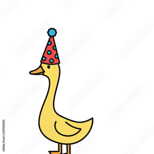 Yellow duck wearing a party hat