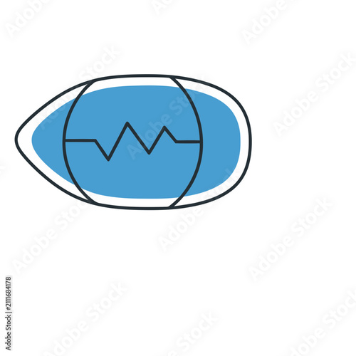 Abstract Eye Shape with Blue Fill and Zigzag Line