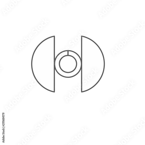 Abstract geometric shape with circles and arcs