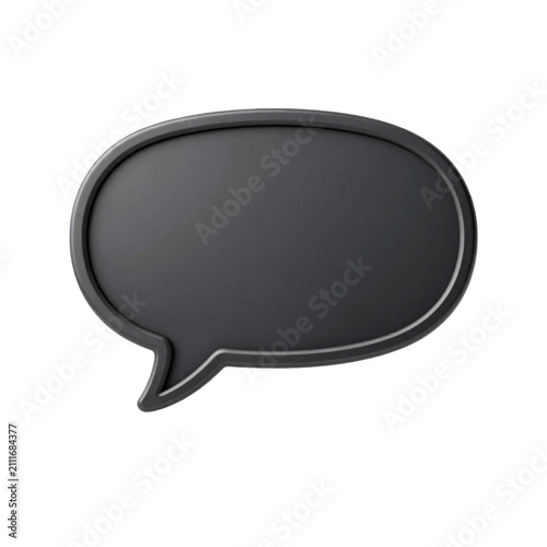 Blank dark gray speech bubble hovers against a white background