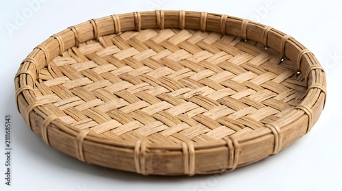 Traditional Indonesian Handcrafted Round Woven Bamboo Tray or Tampah Used for Winnowing and Serving