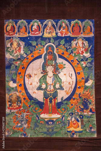 Fotografía Qing Dynasty Thousand Armed Thousand Eyed Guanyin Tangka