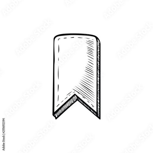 Hand drawn bookmark ribbon icon isolated on white background, sketch style page mark vector illustration