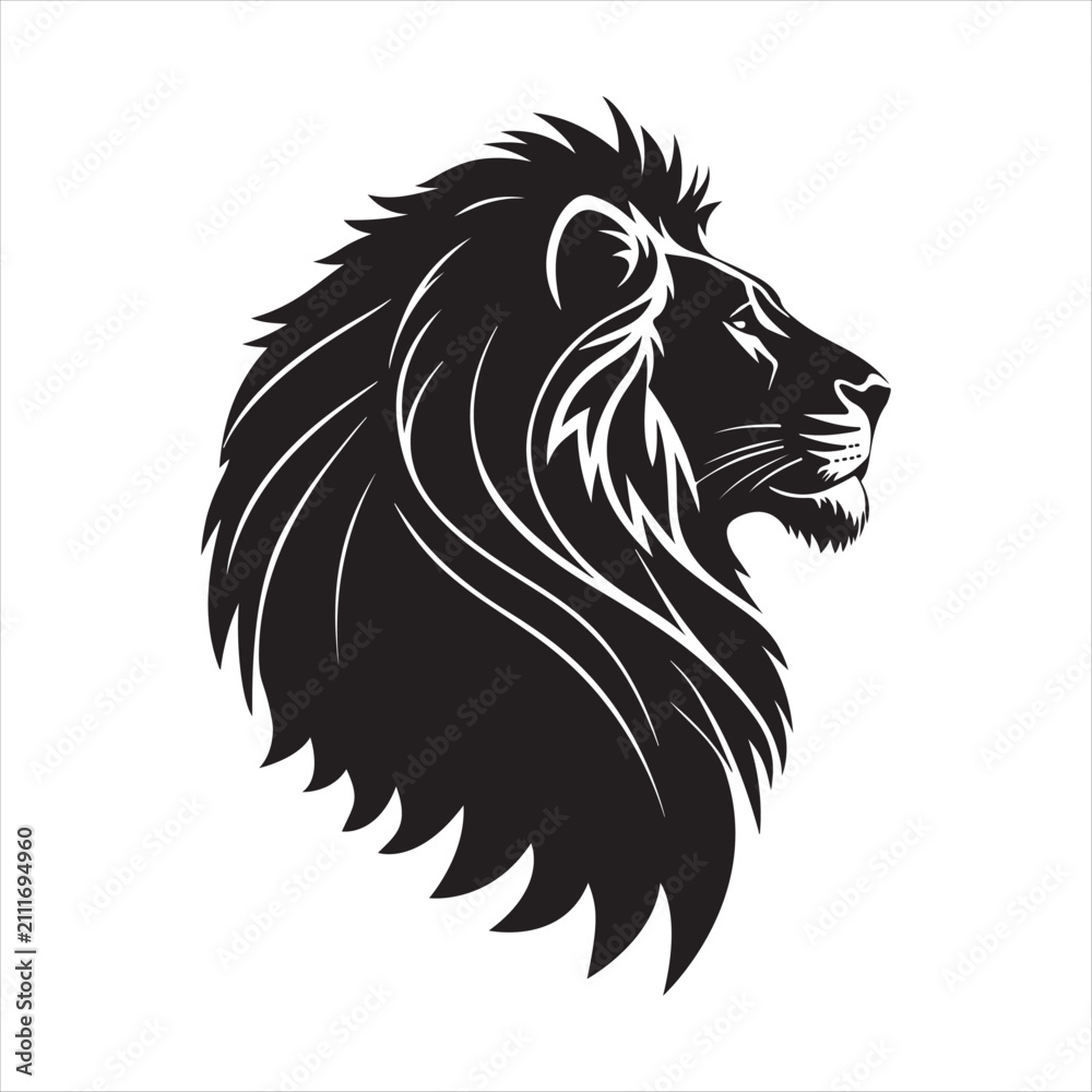 Fototapeta premium majestic lion vector silhouette outline logo design concept illustration idea