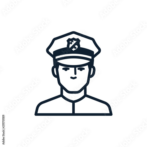 Minimalist Police Officer Icon Vector Illustration