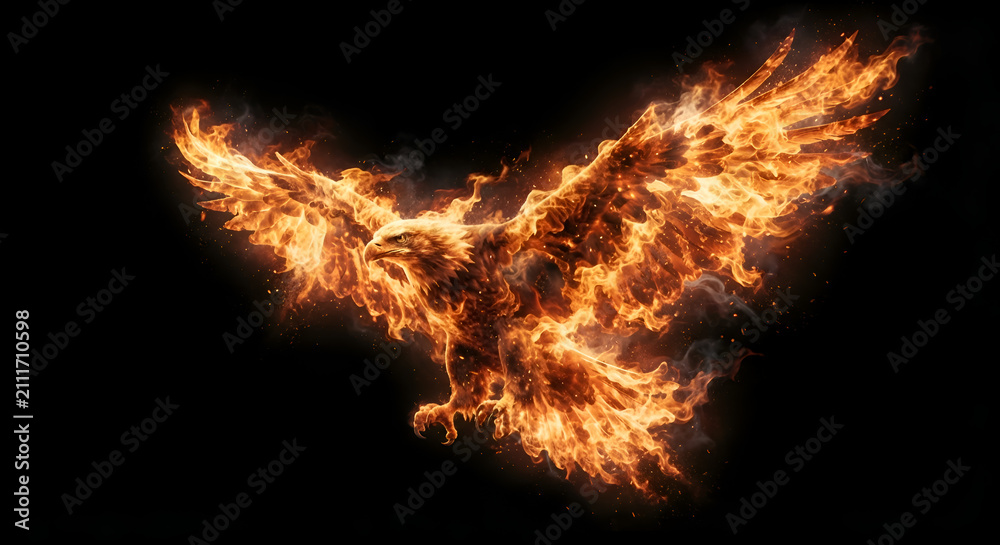 Fototapeta premium eagle-shaped stream of fire