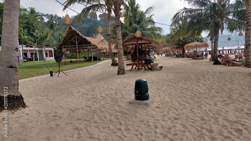 Cuadro en lienzo Tropical Beach Resort Background at Kyoko Beach, Lampung, Indonesia