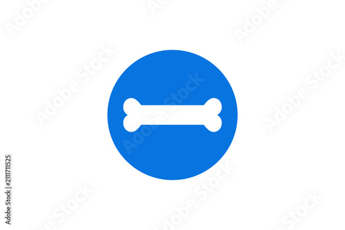 Dog Bone Icon in Blue Circle Simple Pet Logo Symbol for Veterinary, Pet Care and Dog Products