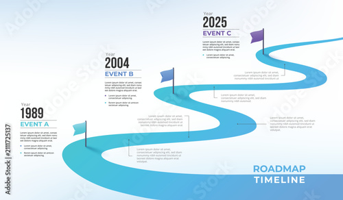 Infographic template for business. 4 Steps Modern milestone diagram with road journey concept, presentation vector infographic.